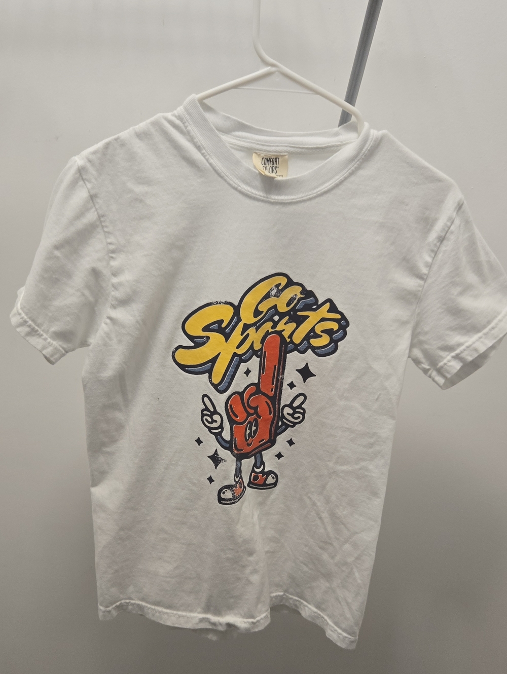 Comfort Colors Womens "Go Sports" White Graphic Tee